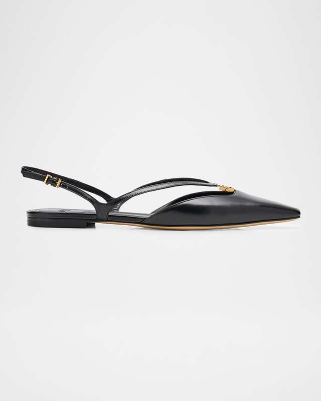 Fold Leather Slingback Flats